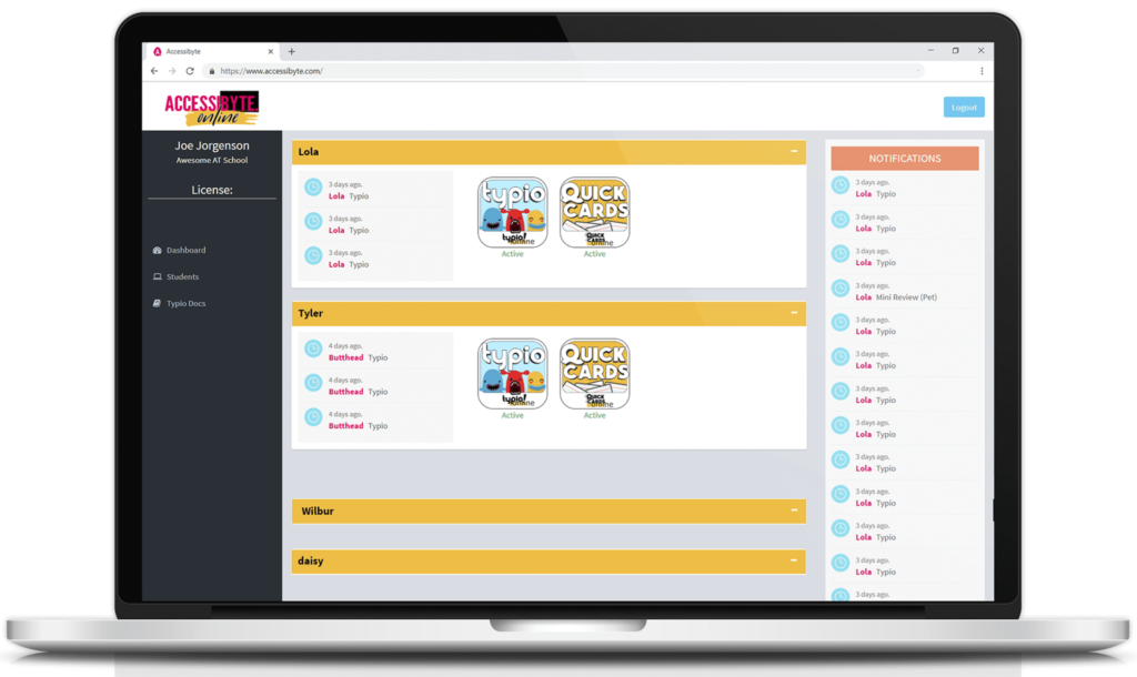 teacher dashboard screenshot