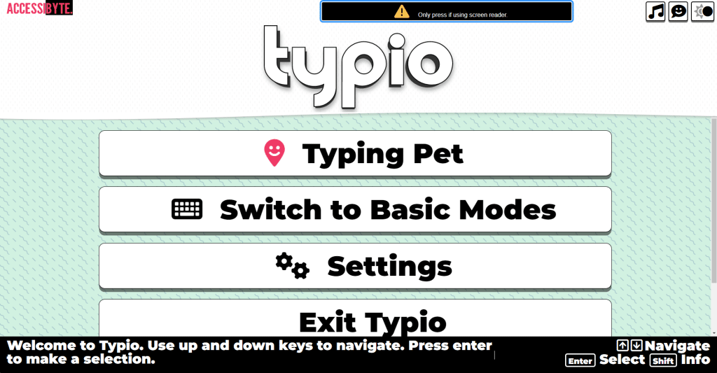 Typio Screen Reader Mode Accessibyte