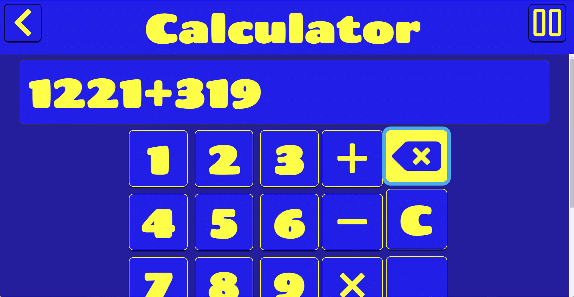 propack calculator with blue colors