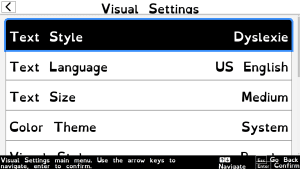 Screenshot of Accessibyte Studio Visual Settings with Dyslexia font